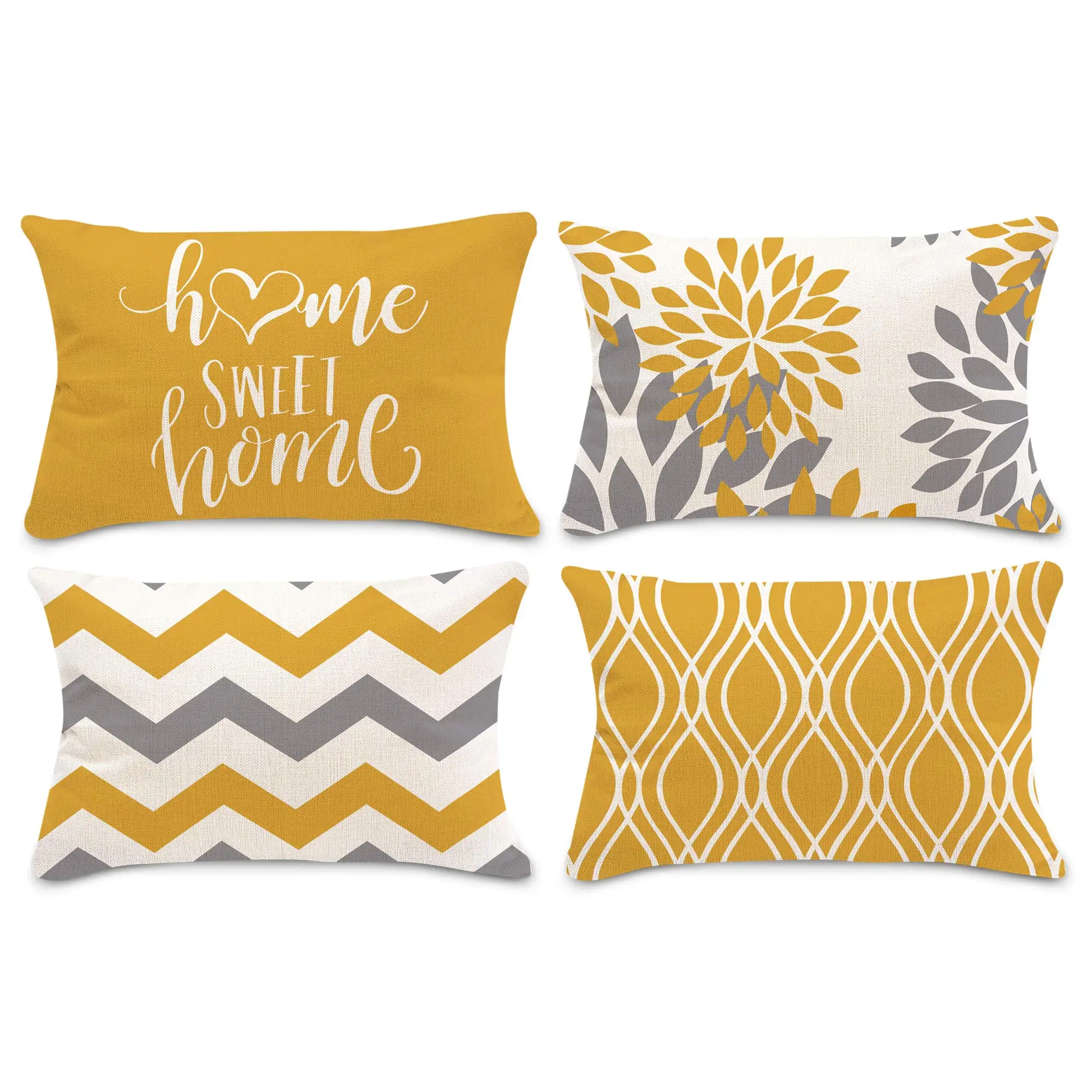 

Yellow white geometric linen pillowcase sofa cushion cover home decoration can be customized for you 30x50 40x60