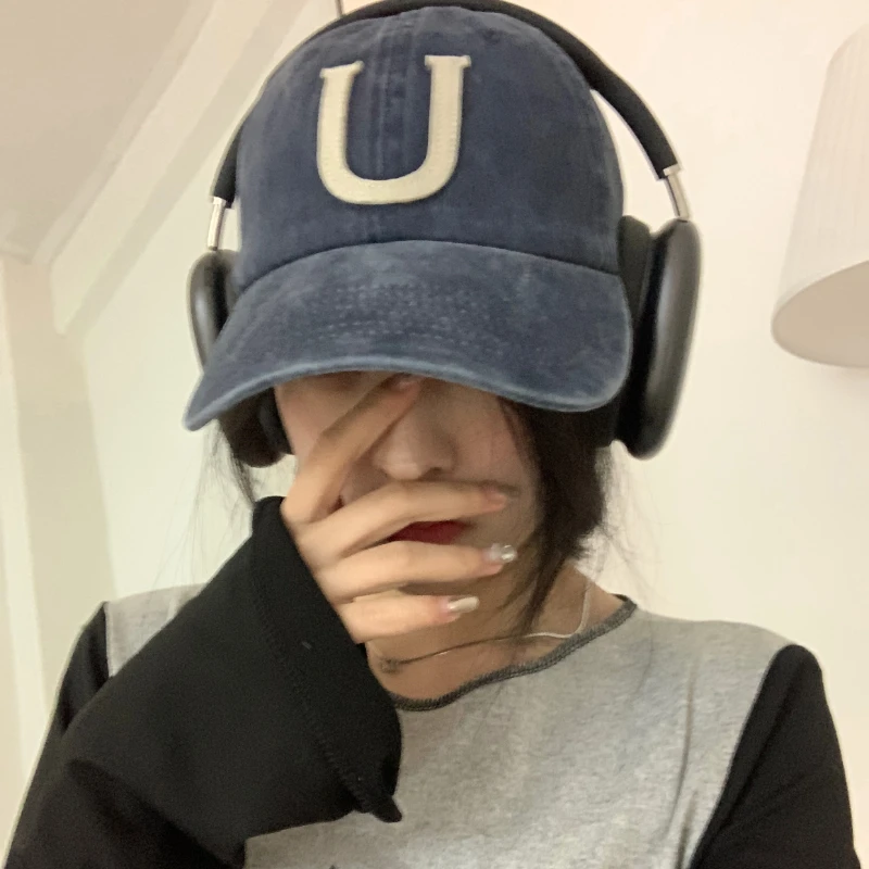 

Retro Casual Soft Top Baseball Cap Summer Sweet Cool Spice Girl Face Small Visor Hat Big Head Round Fashion Casual Cap Man