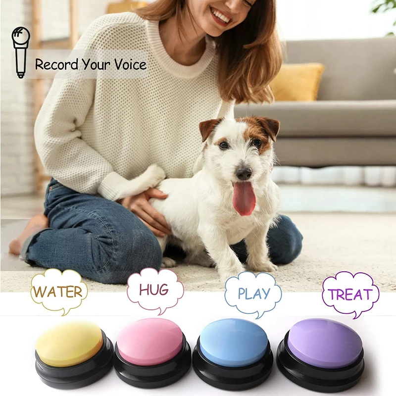 Botón de sonido de grabación de voz fácil de llevar para niños, juguete interactivo para perros y mascotas, botones para responder, creador de ruido para fiestas