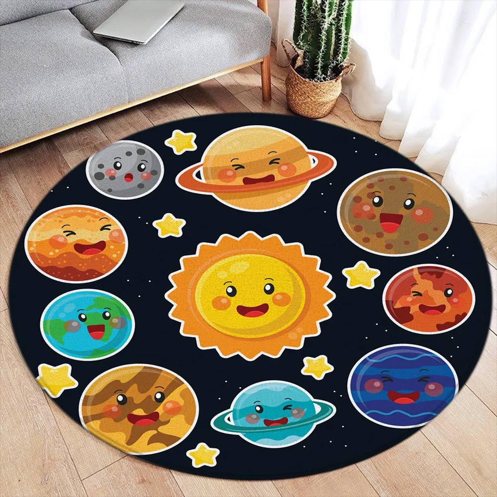 Мультяшный круглый ковер с планетами милая детская спальня гостиная украшение