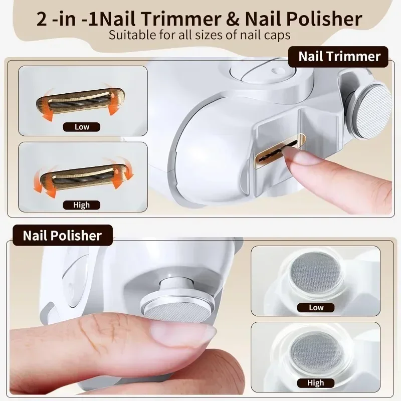 głosem elektryczny automatyczny pilnik do paznokci 2 w 1 360 ° owanie obrotowe maszynki strzyżenia z akumulatorowym narzędziem pielęgnacji