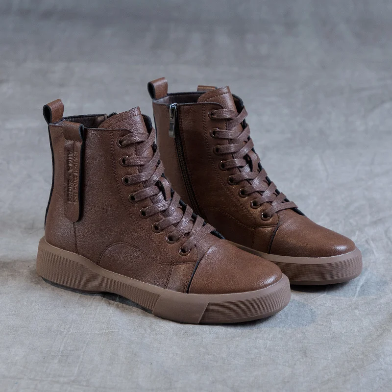 Boots Women's Large Size Autumn Winter Thick Soled Plush Single Boots Flat Soled Martin Boots