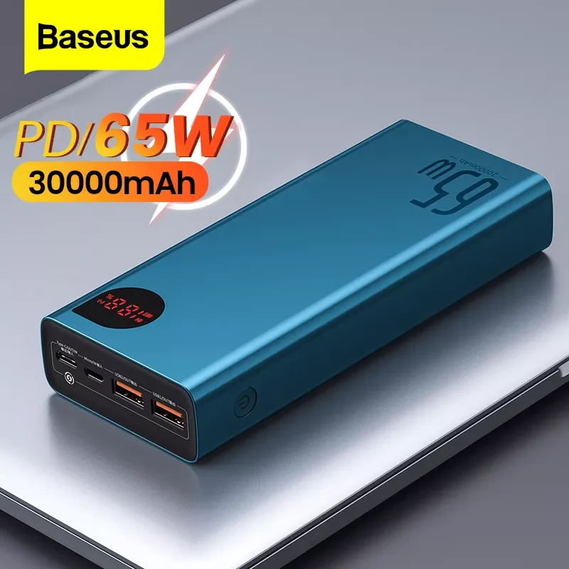 

NEW2023 Baseus PD 65W Power Bank 30000mAh QC4.0 Portable Charging External Battery Charger PowerBank For iPhone Xiaomi Macbook P
