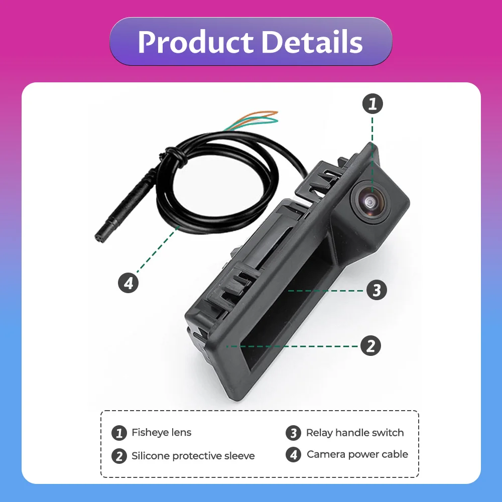 LS AHD 1080P Автомобильная камера заднего вида с ручкой багажника для VW Touran Tiguan Caddy T5 T6