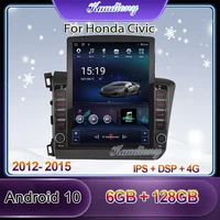 kaudiony tesla style android 10 car radio for honda civic car dvd multimedia player auto gps navigation stereo gps 4g 2012 2015