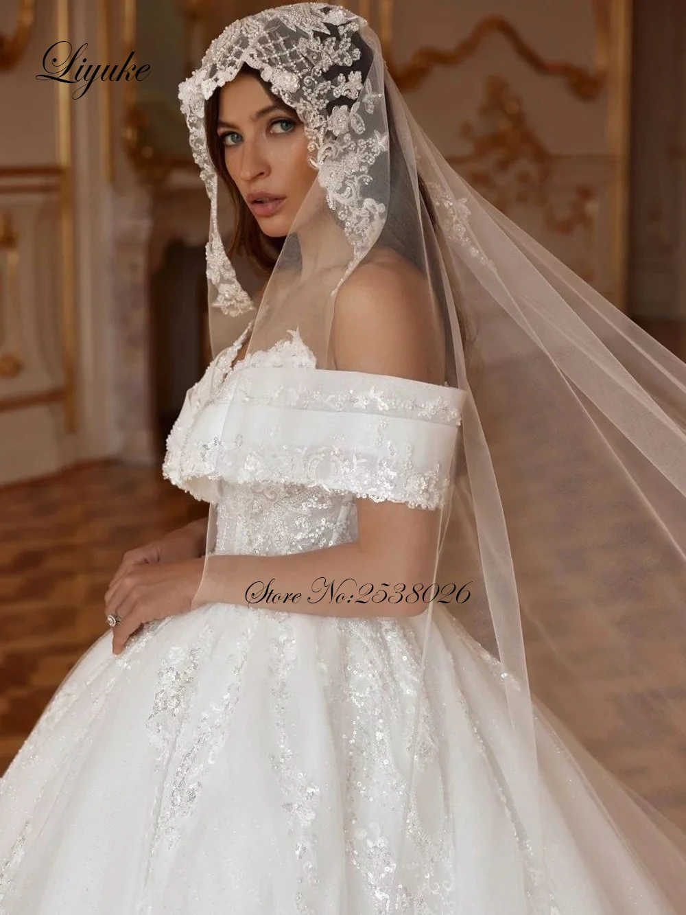 Liyuke Роскошное бальное платье с открытыми плечами и рукавами на заказ свадебное