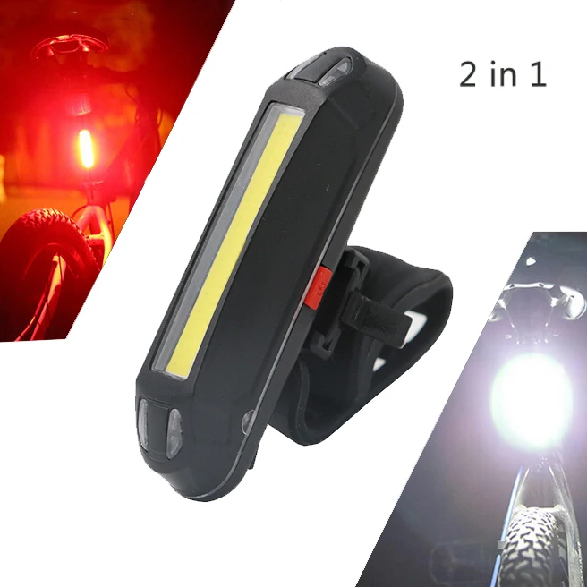 

2 In 1 Red/white Light Bicycle USB Rechargeable LED Bike Light Taillight Ultralight Safety Lamp Warning Night Riding Accessories