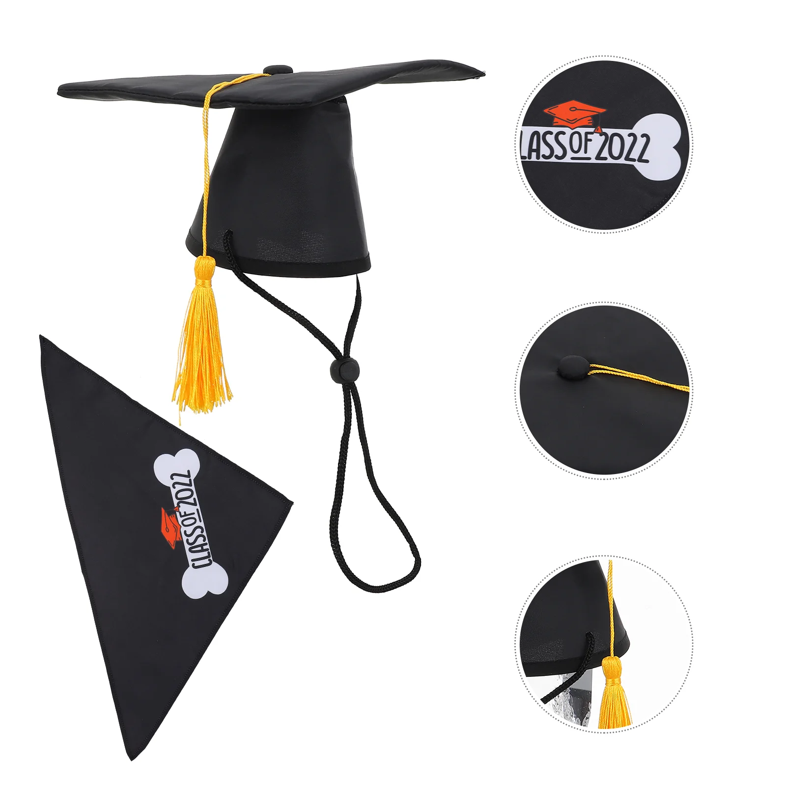 

1Set Adjustable Pets Graduation Caps with Yellow Tassel Dog Graduation Bandana