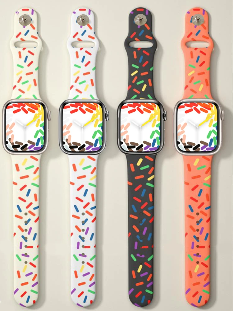 

Strap For Apple Watch ultra Band 44mm 40mm 45mm 41mm 49mm 38mm 42mm silicone Pride Edition bracelet iWatch series 6 4 5 3 SE 7 8