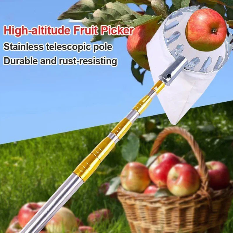 

Telescopic Fruit Picker Metal Fruit Picker Orchard Gardening Apple Peach High Tree Picking Tools Fruit Catcher