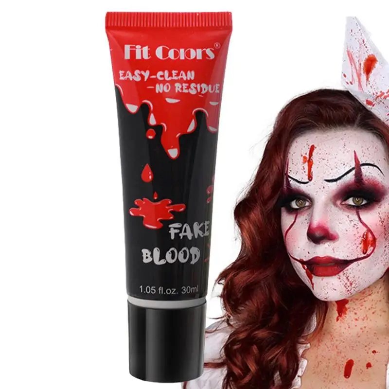 

Сценический макияж крови на Хэллоуин сценический макияж крови капающая кровь с липкими реалистичными эффектами моющийся Косплей кровь 1 унция