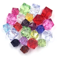 10pcs spacer beads acrylic cube square faceted transparent colorful for charms bracelet necklace jewelry diy finding