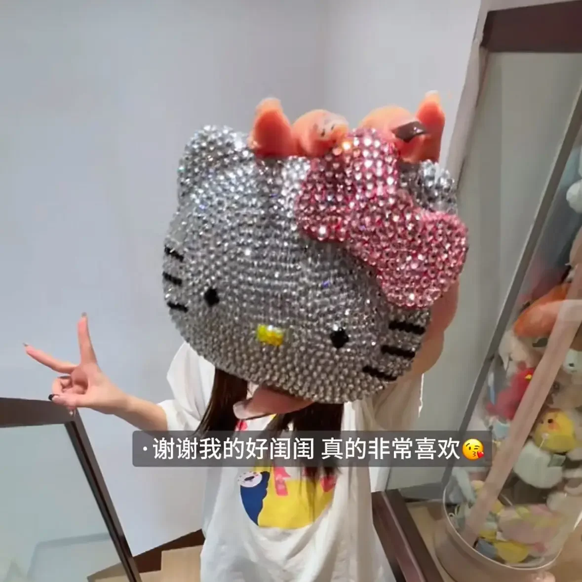 Sanrio аниме Hello Kitty зеркало для макияжа липкая алмазная лента ручной работы набор