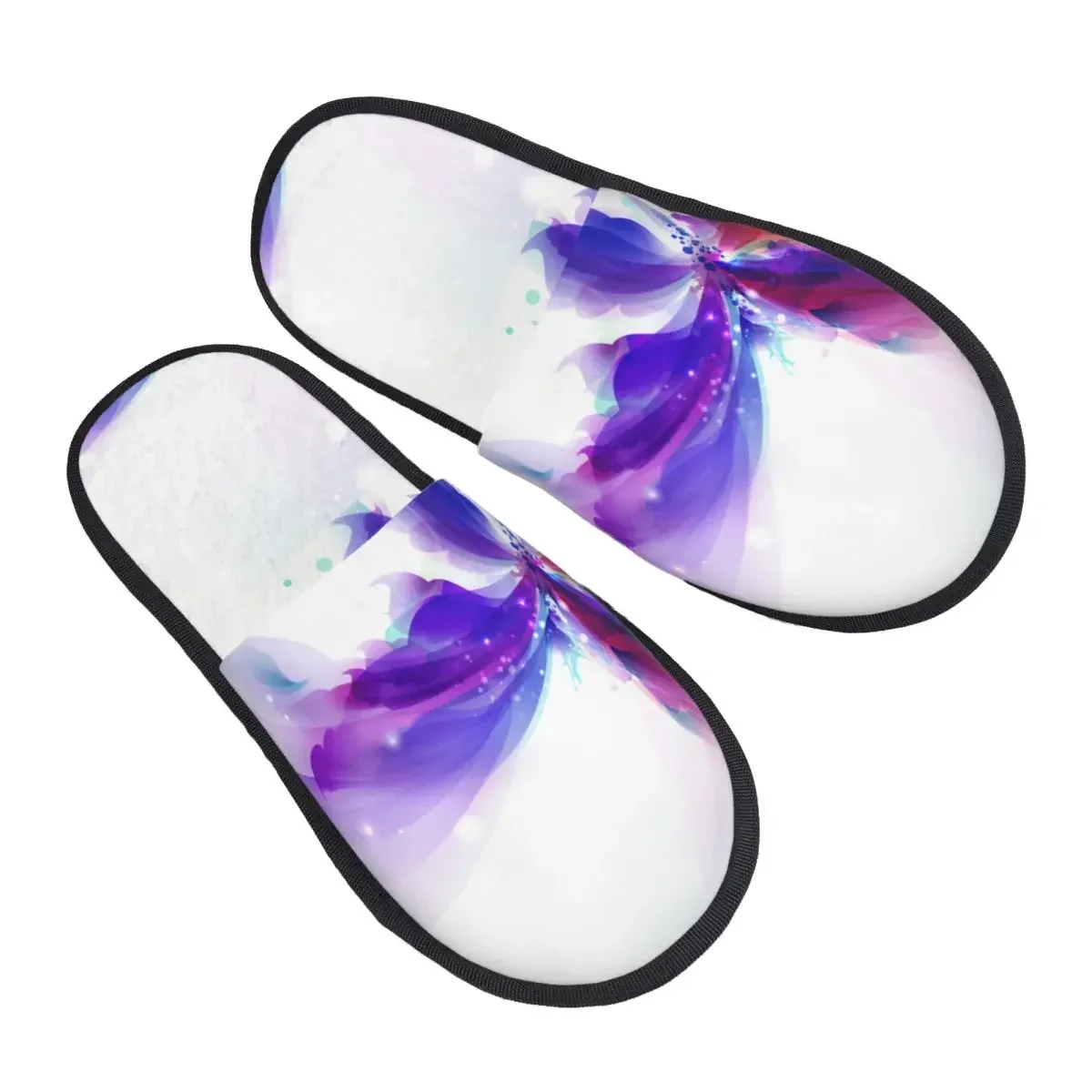 

Плюшевые домашние тапочки, абстрактная бабочка с голубыми пушками, теплая мягкая обувь, домашняя обувь, Осень-зима