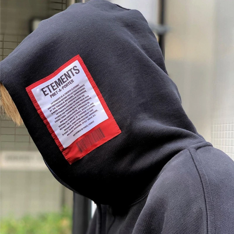 

Big Patch VETEMENTS Hoodie Sweatshirts Oversize High Quality Hip Hop Street Couple Hooded