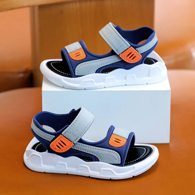 

Summer Children's Sandals Non-slip Soft Bottom Velcro Boy Beach Shoes Small Medium Big Kids Baby Sandals Breathable Comfortable