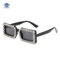 teenyoun new style square sunglasses luxury brand punk diamond rimmed square glasses fashion jelly diamond sun glasse wo