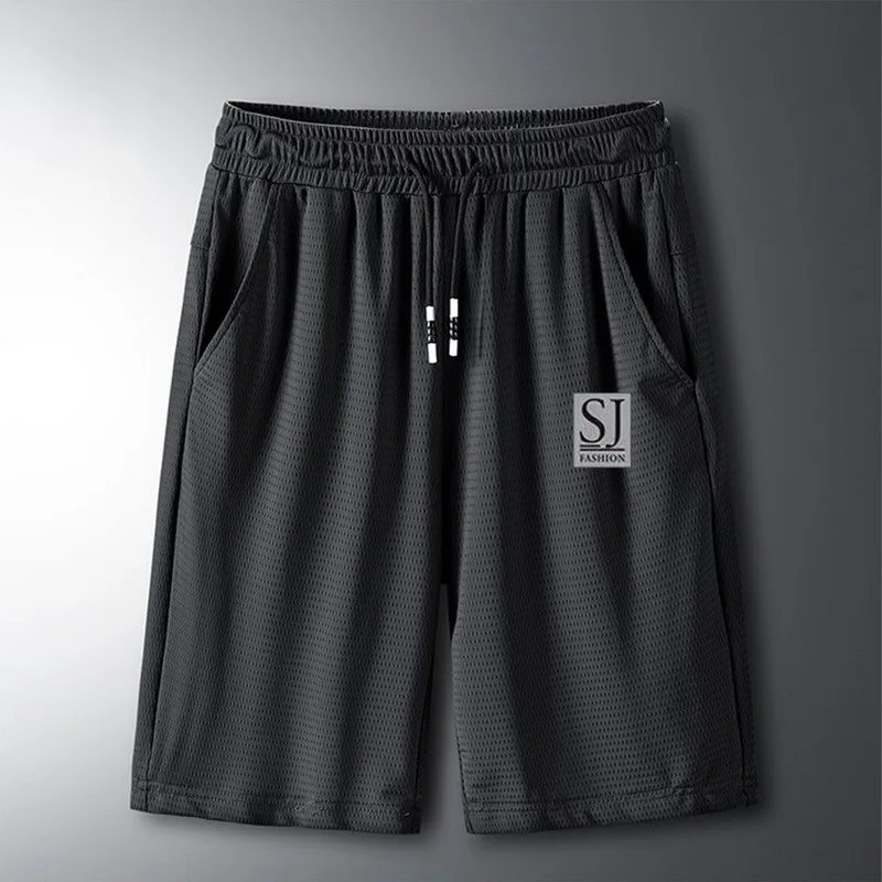 

2022 Summer Men's Ice Silk Loose Sports Shorts Female Five-Point Pants Summer Thin Casual Outdoor Hollow Mesh Beach Pants