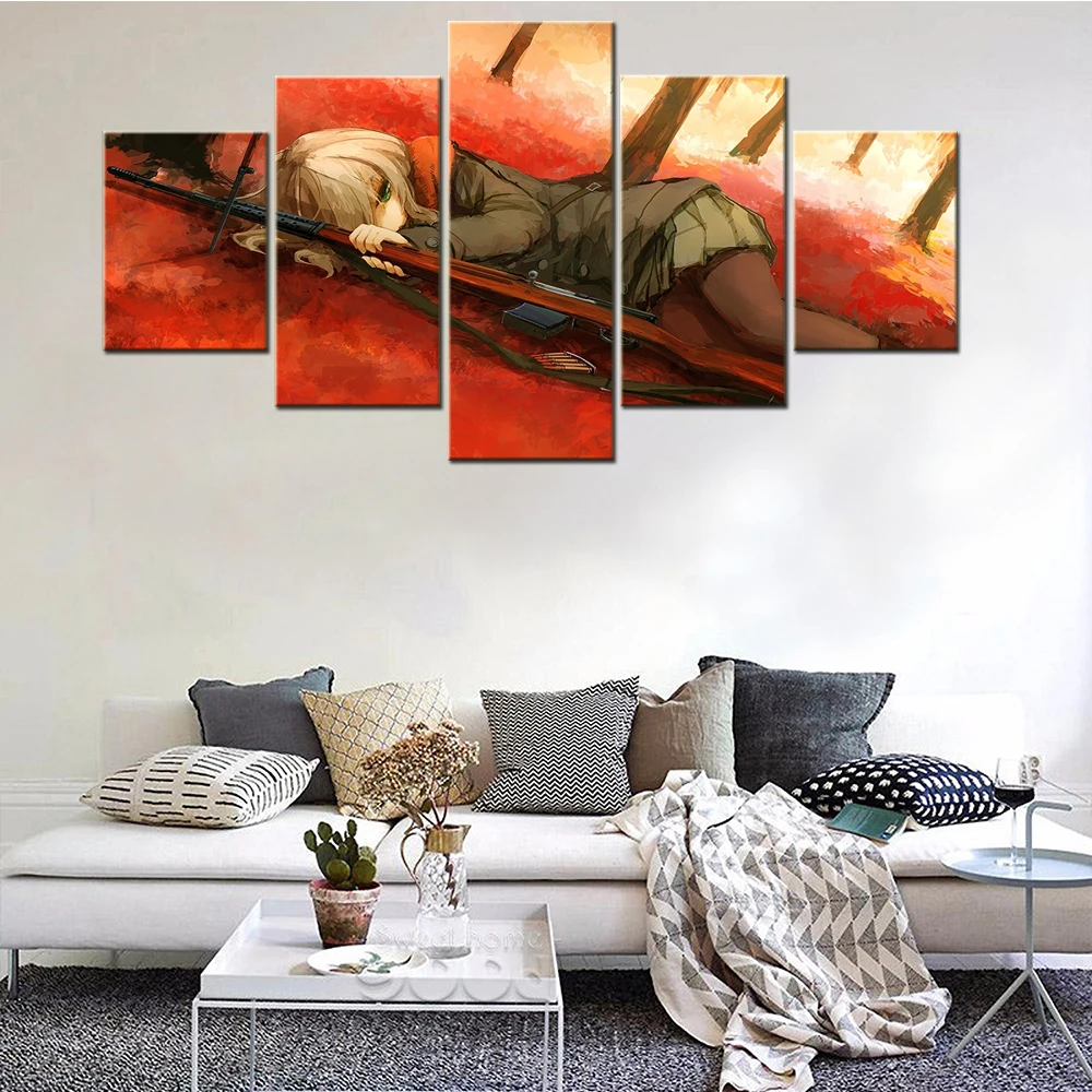 

5 Pieces Girl Archer Japan Anime Posters Wall Art Decor Comic Character Picture Decorative Painting For Wall Printing Canvas