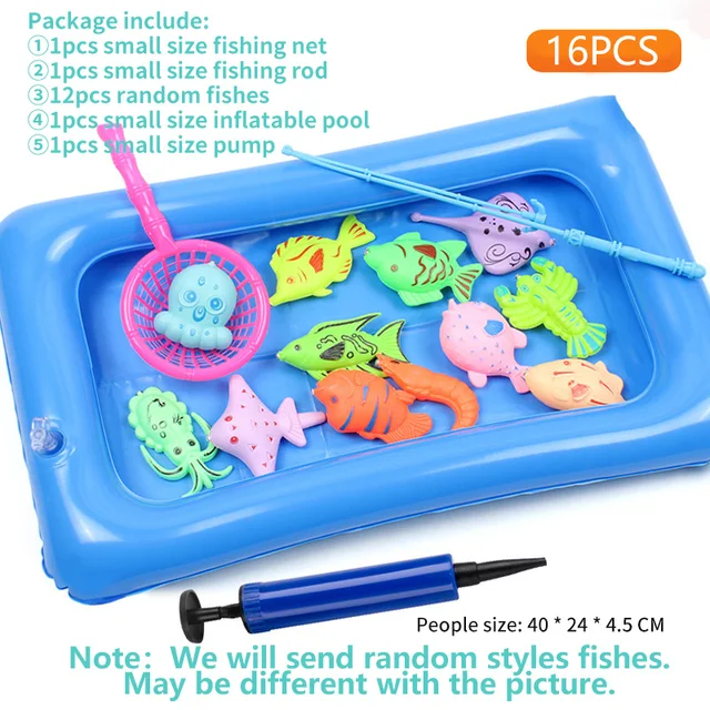 Детский магнитный Набор игрушек для рыбалки с надувным бассейном