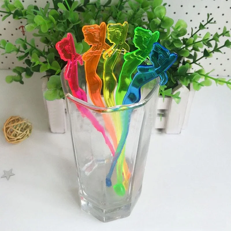 20Pcs Lady-shaped Cocktail Swizzle Sticks Drink Stirrer Wine Coffee Tea Muddler Puddler Bar Tool Wedding Birthday Party Decor - купить по