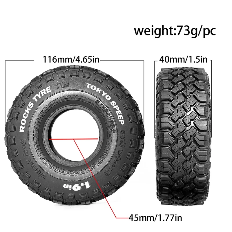 FBIL-4Pcs 1,9-дюймовые резиновые шины 116 мм для 110 Rock Track Redcat Scx10 Ii Axial Yikong D90 Trx4 Trx6 Rc автомобильная шина (art.: 3920d21df35de) - 3920d21df35de