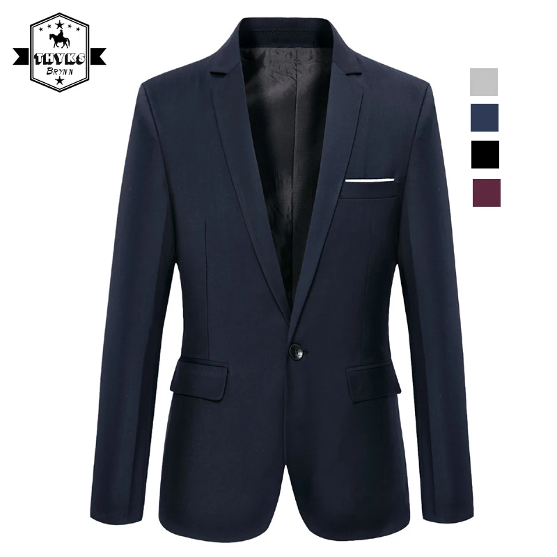 

Men Blazer Slim Fit Black Leisure Suit Jacket Smart Casual Korean Fashion Coat Pockets Single Button Blazers Tops Spring Autumn
