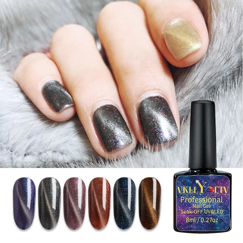 

UV Gel Cat Eye Nail Polish 8ml Gel Varnish Hybrid Semi Permanent Reflective Gel For Nails Design Nails Glitter Gel Polish