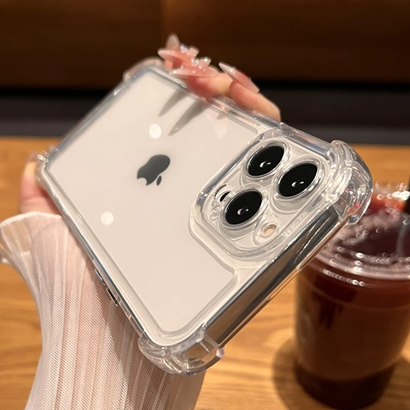 

For iPhone 14 Pro Max Luxury Transparent Protective Armor Silicone Phone Case For iPhone 11 12 13 X Xs Xr 7 8 Plus Acrylic Cover