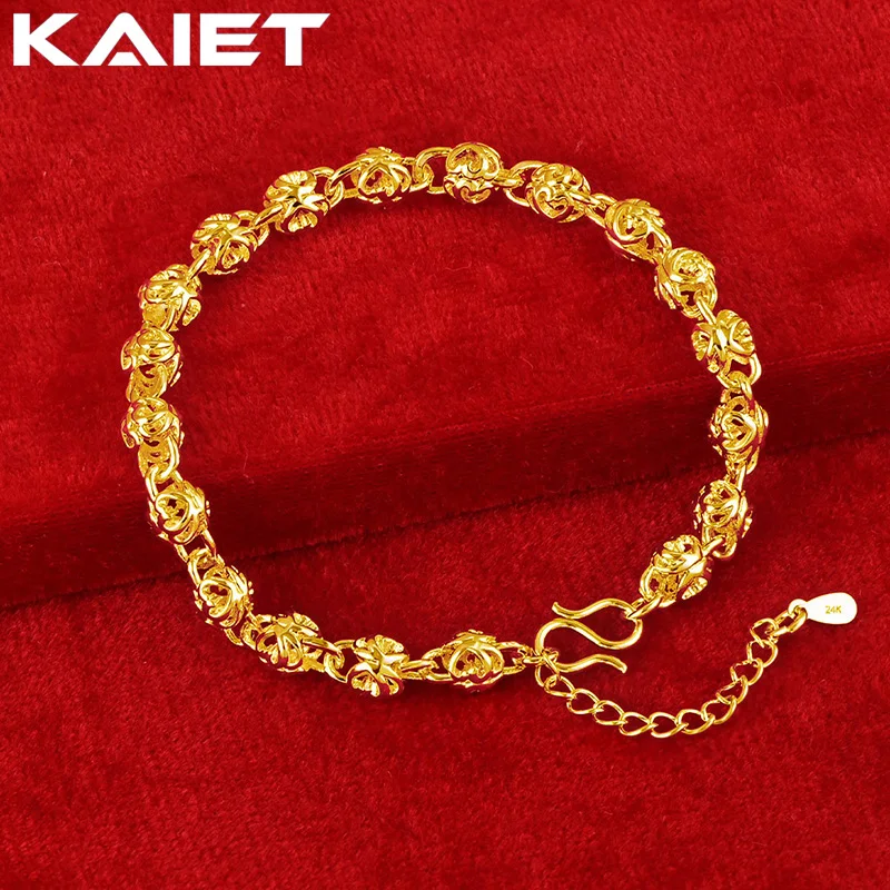 

KAIET 24K Gold Color Hollow Charm Bracelet Jewelry Wedding Party Fashion Accessories 20CM 8inches