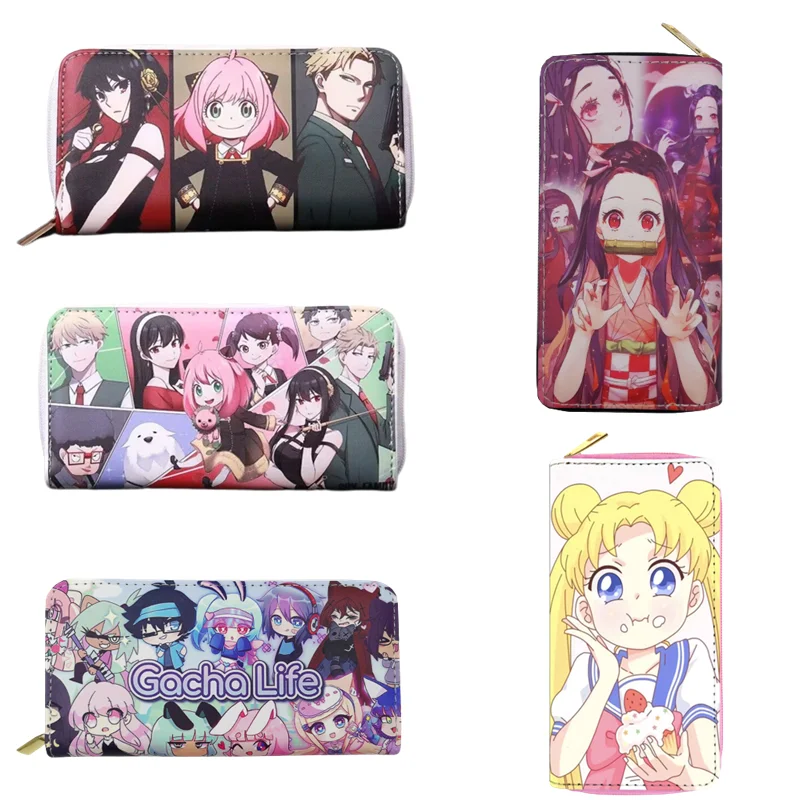 

Anime Spy X Family Demon Slayer Kamado Nezuko Cosplay PU Purse Kawaii Portable Wallet Cartoon Bag Zipper Gift Prop
