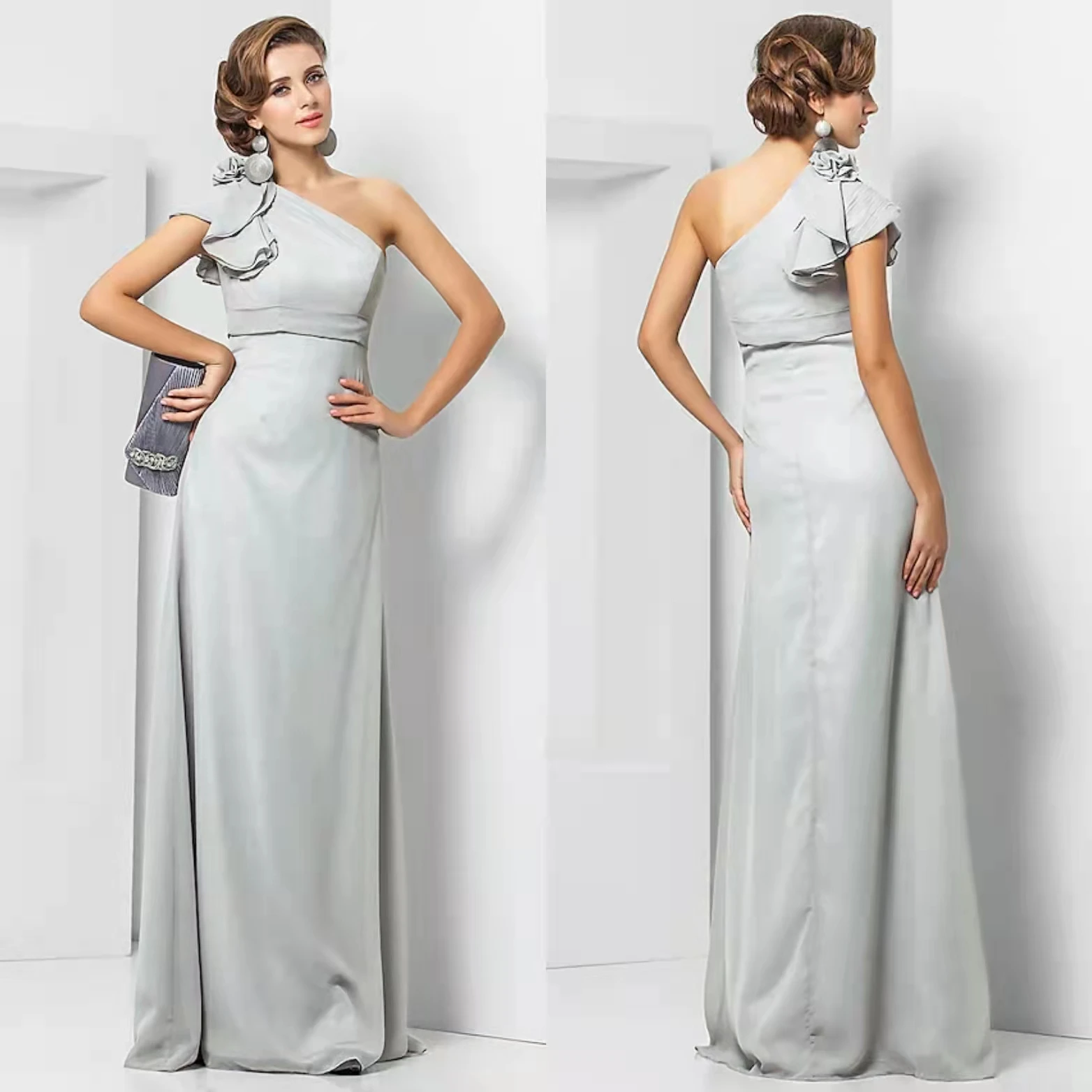 

Длинные серебристые шифоновые платья для матери невесты с оборками платье-футляр в пол платье для матери жениха для женщин