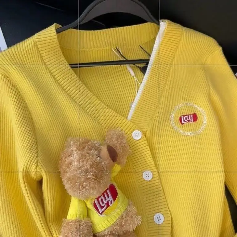 Вязаный кардиган 2024 французская стерео плюшевая кукла искусственный длинный