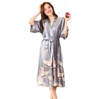 Женская длинная ночная рубашка, шелковый халат, Повседневная Домашняя одежда, пикантный банный халат, одежда для сна, весна-лето