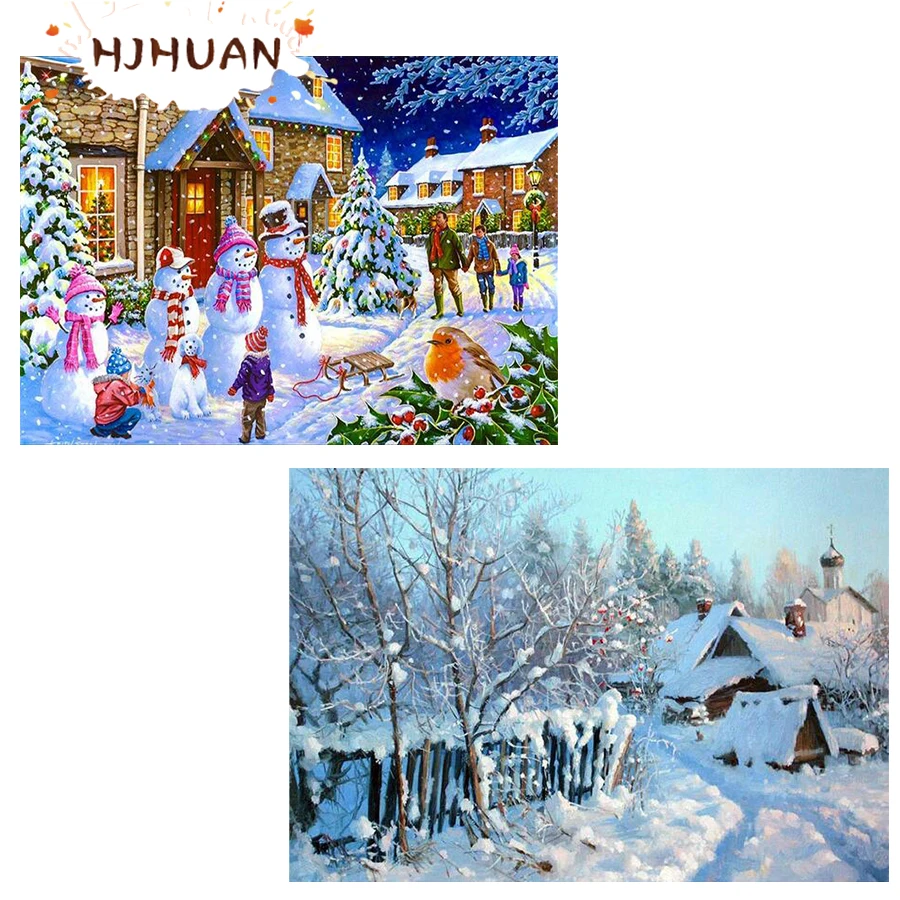

Алмазная 5D картина «сделай сам», мозаика в виде снеговика на зиму, Рождество, полная круглая мозаика, украшение для дома, подарок на день рождения