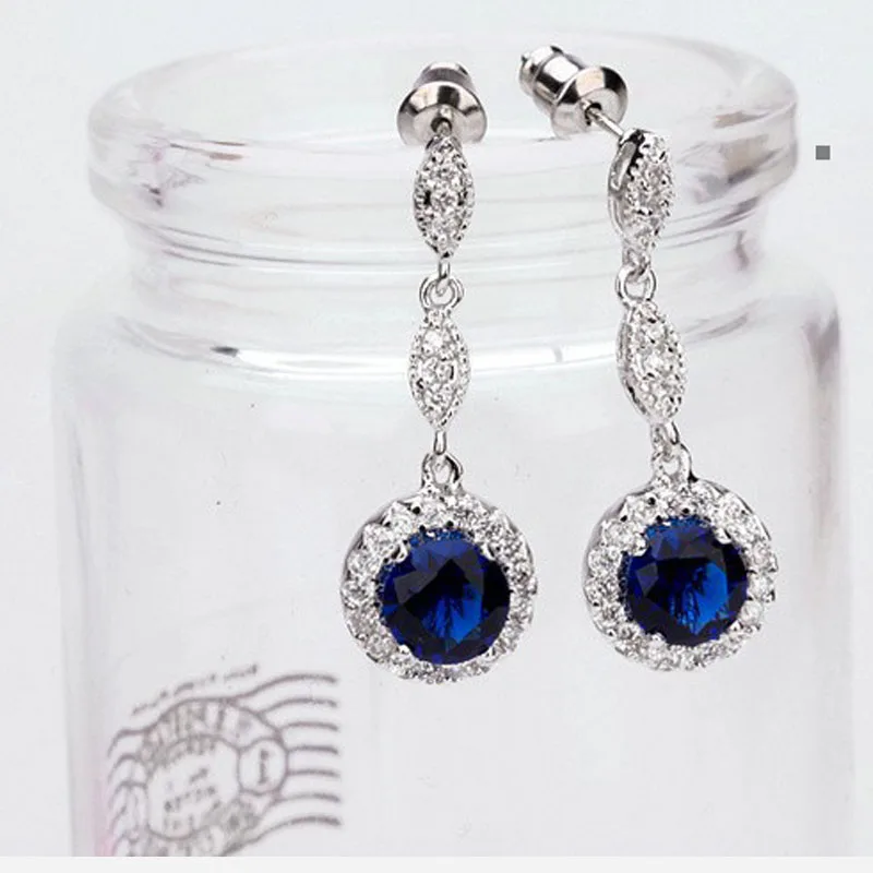 

Женские серьги-подвески с фианитами, 3 цвета