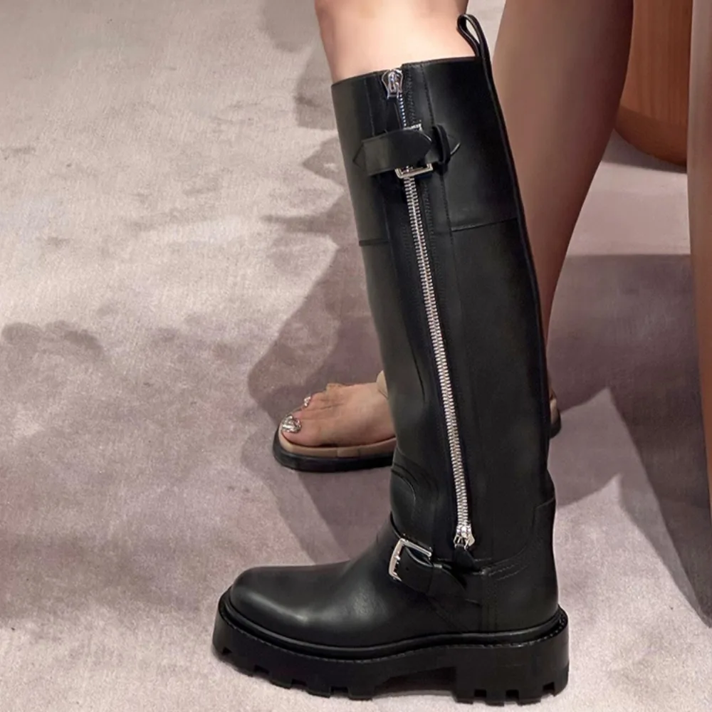 NIGO женские осенне-зимние модные трендовые ботинки для верховой езды с пряжкой на