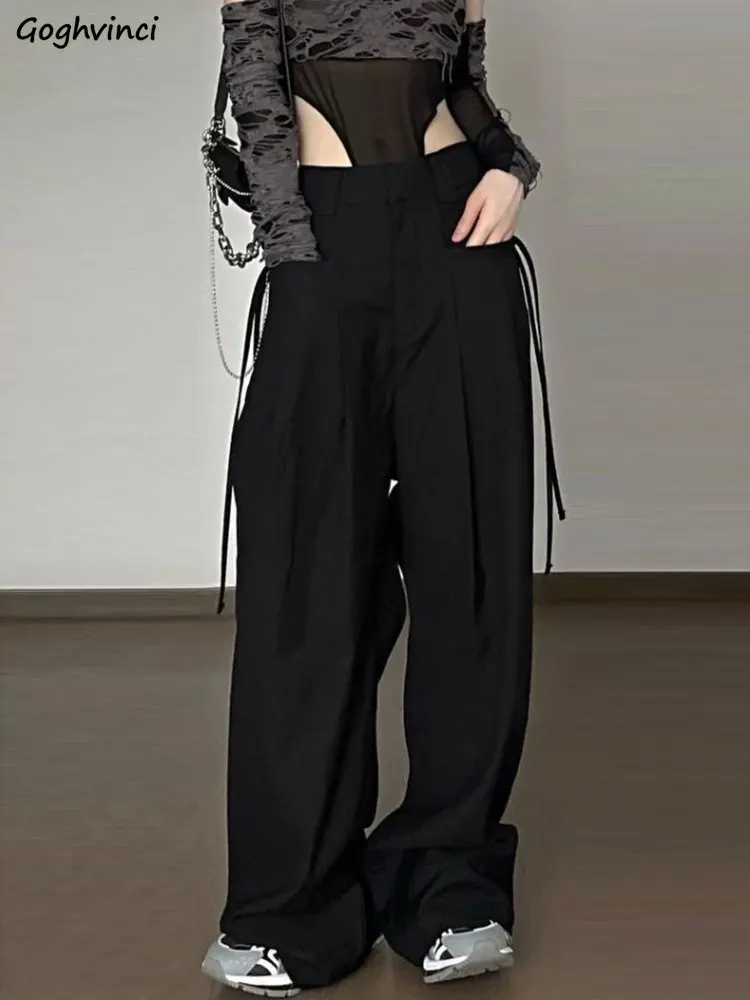 

Брюки женские Мешковатые в стиле сафари, шикарные однотонные брюки-карго с завышенной талией, универсальная крутая уличная одежда в стиле ольччан, повседневные популярные, 5 цветов