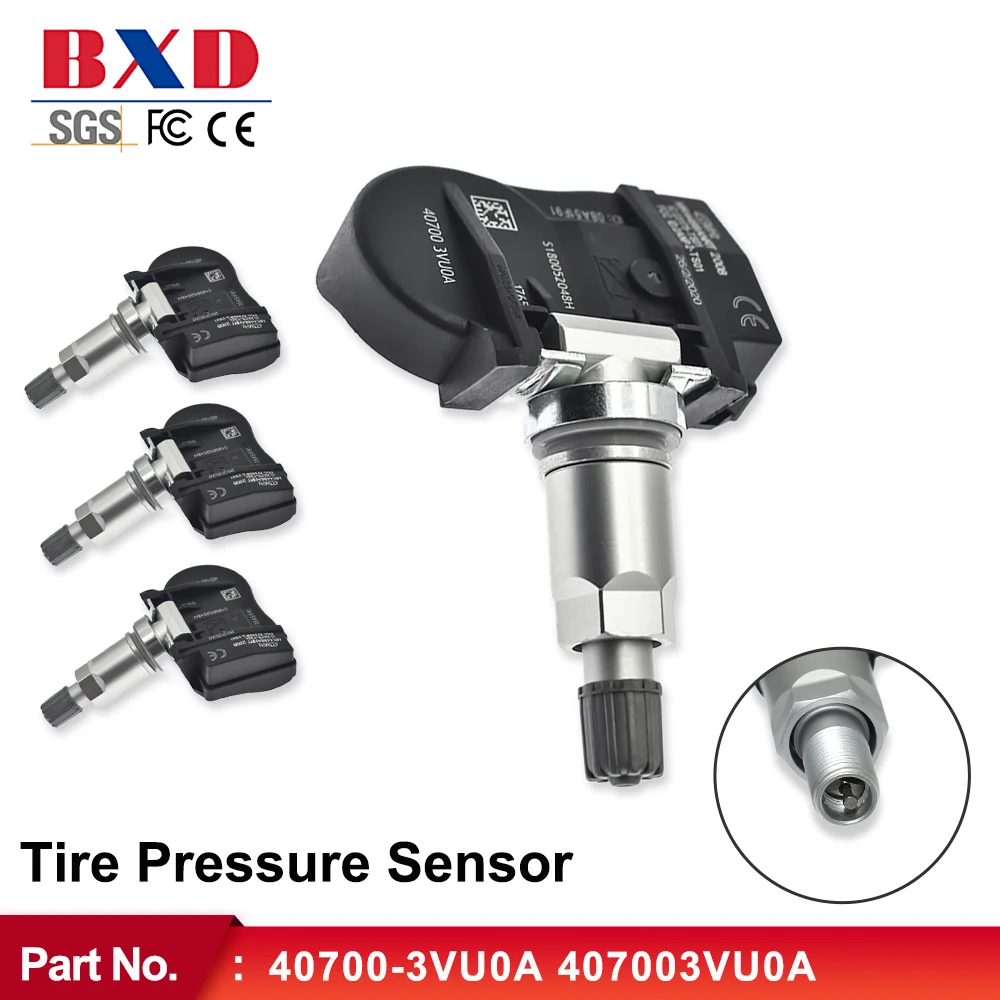 

4PCS TPMS Sensor Tire Pressure Sensor 40700-3VU0A 407003VU0A For Nissan NOTE QASHQAI TIIDA Hatchback X-T Renault ESPACE V KOLEOS