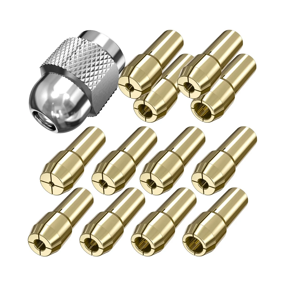 

Brass Drill Chucks Collet ,13 Pcs Collet Replacement 4485 Collet with 12 Collets and 1 Collet Nut for Tool