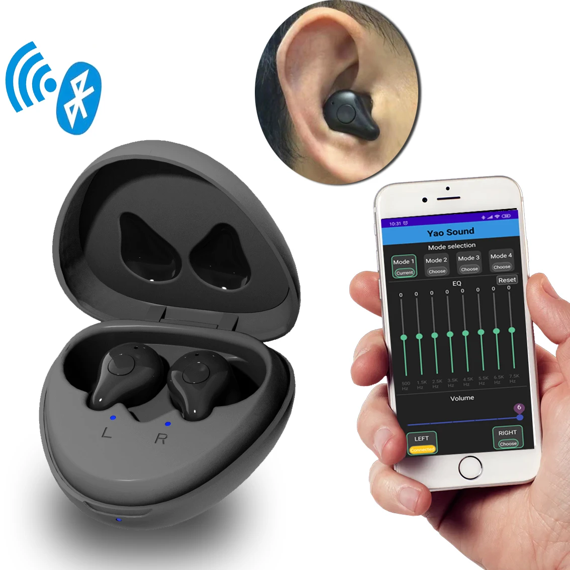 

Earsmate E16 Wifi Smart Digital hearing aids rechargeable blue tooth Phone APP Assist in ear hearing sound amplifier For Seniors