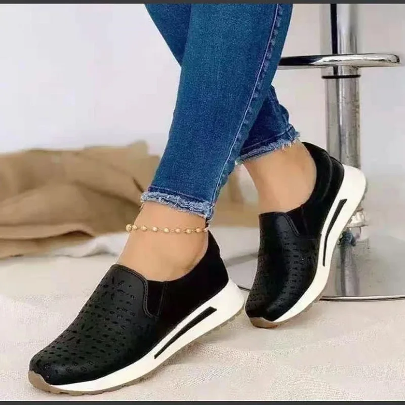 Women Platform Sneakers Shallow Loafers Vulcanized Shoes Breathable Hollow Out Casual Ladies Woman Zapatilias Mujer 42 43
