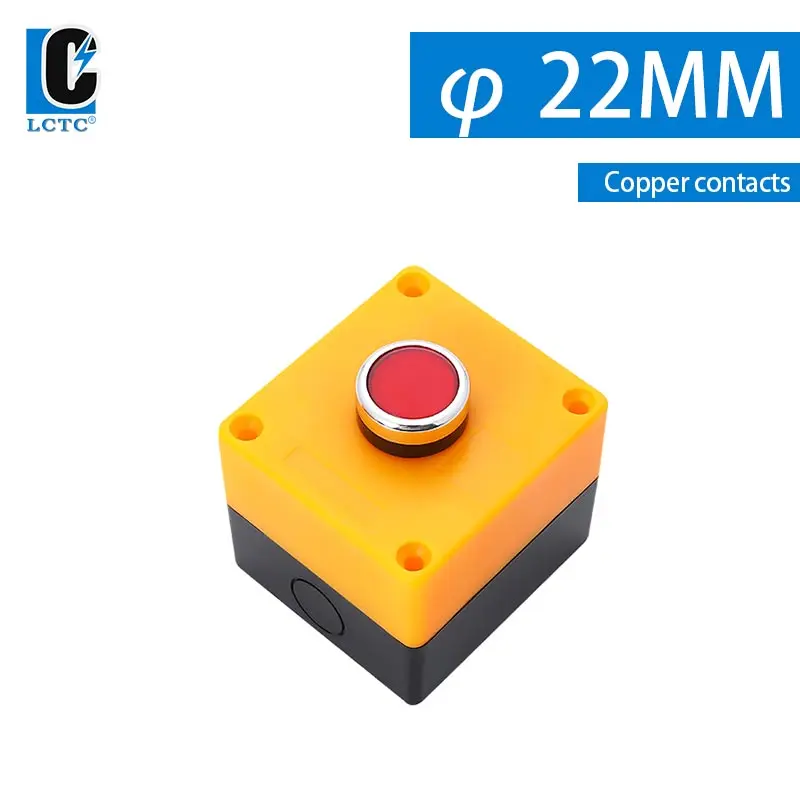 

One Switch With Control Box Start Stop Emergency StoArrow Knob Power Switch Yellow Waterproof Button Box
