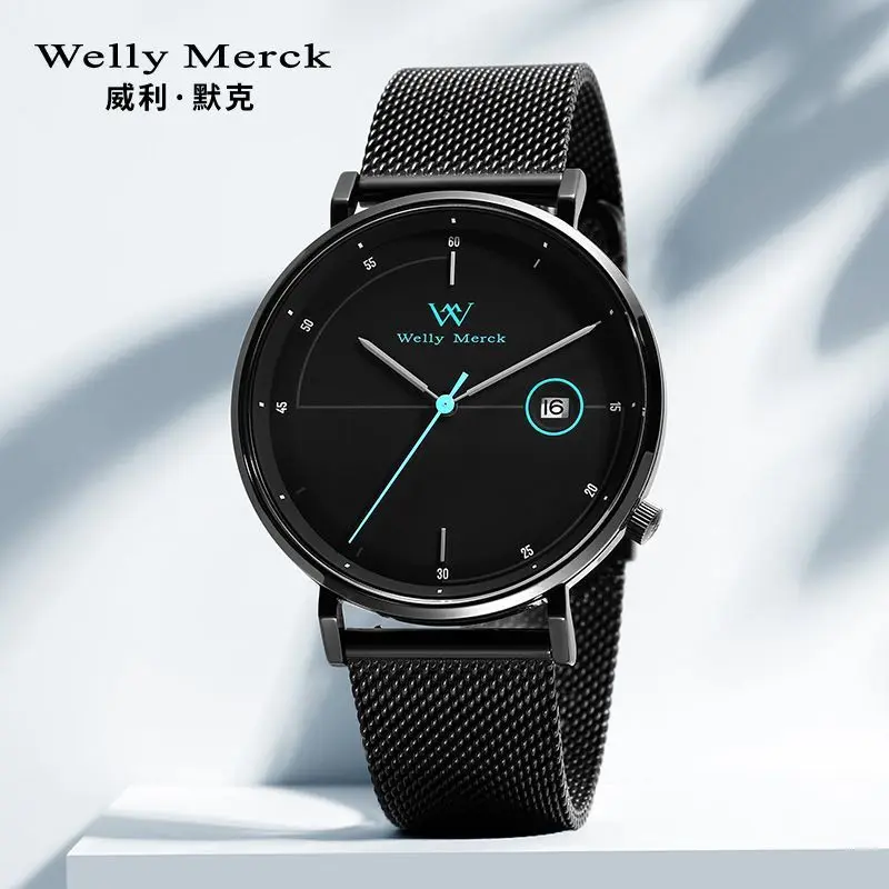 Новые оригинальные простые мужские часы Welly Merck WM Студенческие Кварцевые модные