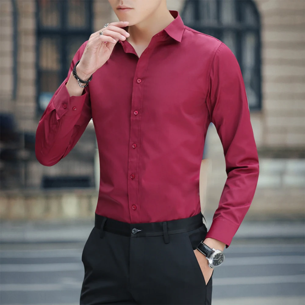 M-5XL Men Long Sleeve Shirts Plus Size Korean Business Casual Fashion Slim Formal Regular Fit Shirt Men Social Shirts