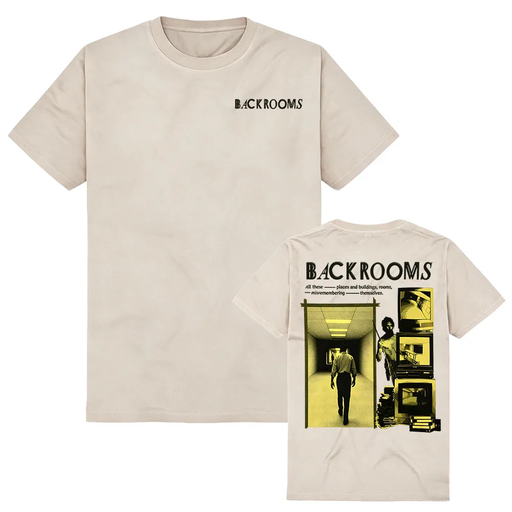 Фото Футболки с графическим дизайном Movie Backrooms, летние хлопковые женские футболки с коротким рукавом, повседневные свободные футболки с круглым вырезом, модные футболки с принтом, одежда с принтом №3