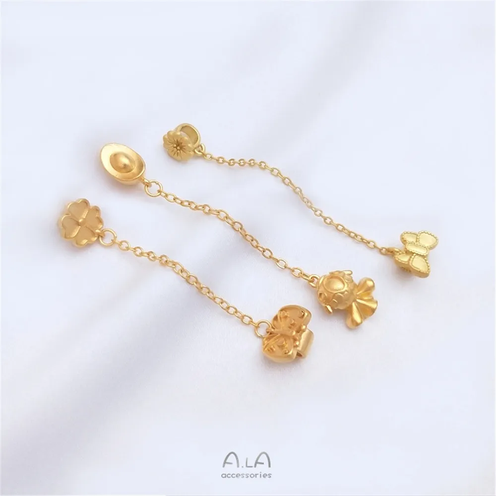

Gold gold goldfish ingot bow big hole beads hanging chain diy beaded bracelet septum bead head accessories