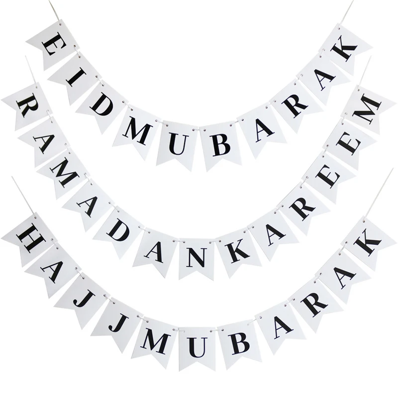 

2022 Ramadan Decoration Eid Mubarak Banners Hajj Mubarak Ramadan Kareem Paper Bunting Garland Flag Muslim Islamic Party Supplies