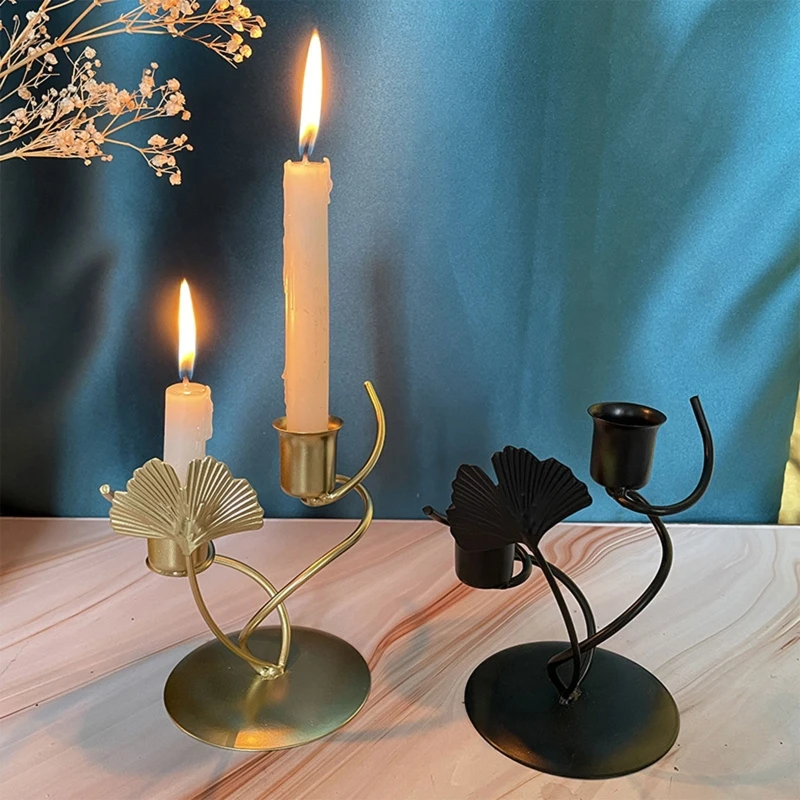 Metal Leaf Candle Holder Iron Candlestick Ornaments Wedding Dinner Candle Table Decoration for Living Room Bedroom Home Decor