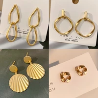 luxhoney korean fashion ins style s925 ear post matte gold plated irregular geometric heart dangle earring for women ol girls